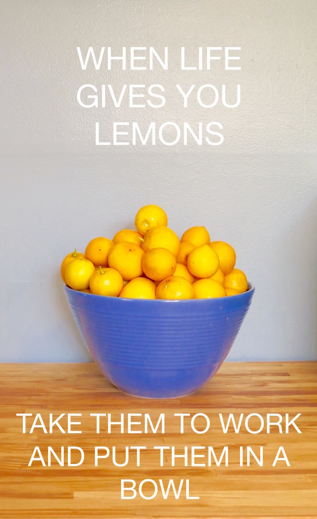When life gives you lemons...take them to work and put them in a bowl. 
